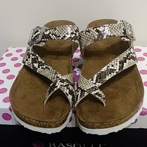 Rasolli Snake-Print Toe-Loop Sandals 2" Wedge NIB